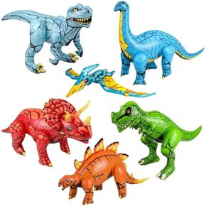 Colorful Dinosaur Inflate Assortment (About 24") Party Inflatable Apatosaurus, Pterodactyl, Raptor, T-Rex, Triceratops, Stegosaurus (Pterodactyl)