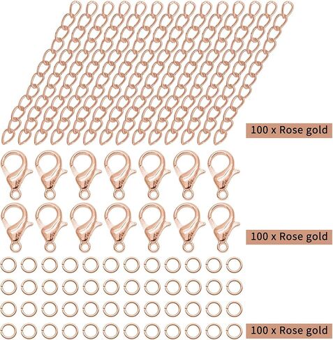 90pcs Extender Chains and 100pcs Alloy Lobster Clasps with 100pcs Open Jump Ring,Twist Tail Chain Bracelet Chain Extender Lobster Claw Clasps for Jewelry Making Supplies(290pcs,Gold) in Saudi Arabia