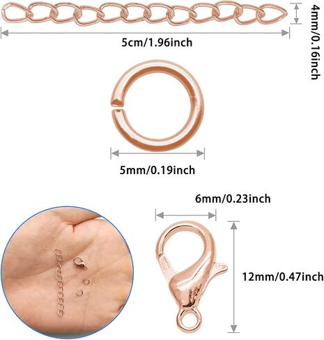 90pcs Extender Chains and 100pcs Alloy Lobster Clasps with 100pcs Open Jump Ring,Twist Tail Chain Bracelet Chain Extender Lobster Claw Clasps for Jewelry Making Supplies(290pcs,Gold) in Saudi Arabia
