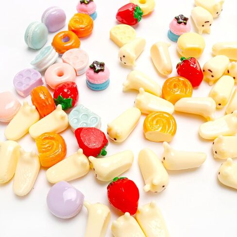 60 قطعة 1:12 خبز مصغر كعكة راتنج حلوى مصغرة دونات معكرون فاكهة صغيرة ملحقات تزيين الطعام للمطبخ المنزلي الصغير in Kuwait