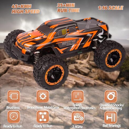 Losbenco 1:16 4X4 RTR Brushless Fast RC Cars for Adults, Max 42mph Hobby Electric Off-Road Racing Buggy, 4WD Offroad Remote Control Car with 2 Li-Po Batteries, Monster RC Truck for Boys in Kuwait
