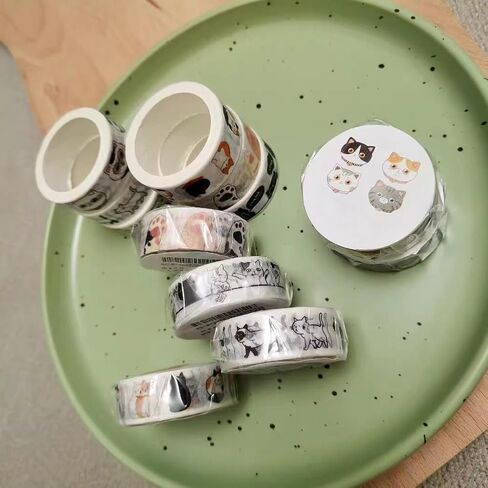 مجموعة شريط واشي للقطط - شريط واشي بعرض 15 مم، شريط واشي لطيف بطول 16 قدم/لفة، مستلزمات سجل القصاصات، لوازم اليوميات، الحرف اليدوية للأطفال، شريط واشي كاواي، تغليف الهدايا، مجلة رصاصة in Kuwait