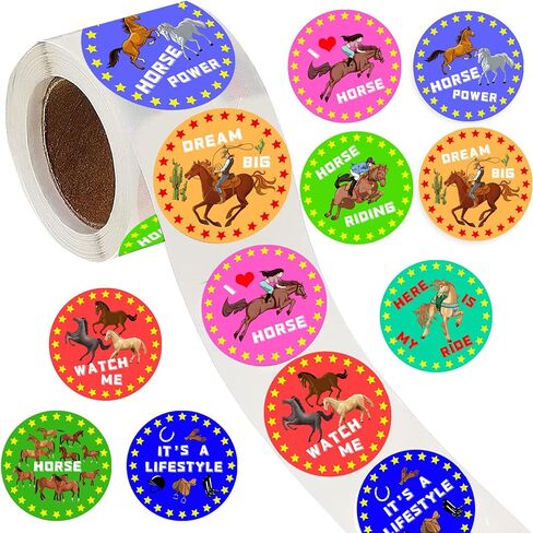 Oringaga 500PCS Horse Stickers-Kentucky Day/Pony/Horse/Animal Themed Baby Shower Birthday Party Supplies Favors Decorations Stuffers Labels in Saudi Arabia