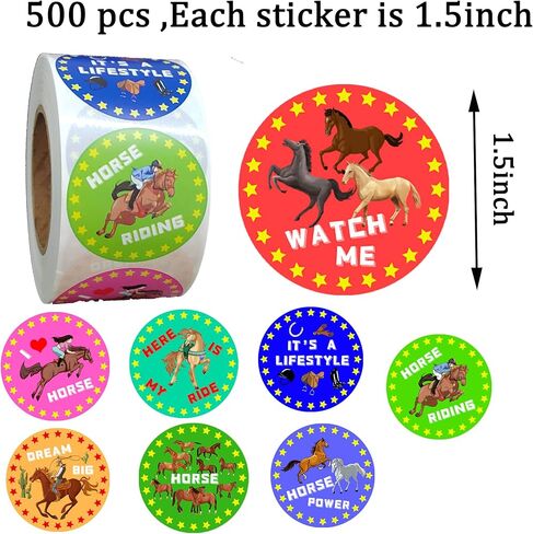 Oringaga 500PCS Horse Stickers-Kentucky Day/Pony/Horse/Animal Themed Baby Shower Birthday Party Supplies Favors Decorations Stuffers Labels in Saudi Arabia