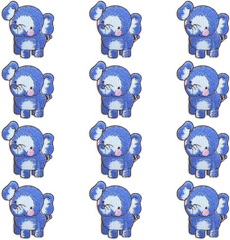 JKJF 12 Pcs Elephant Embroidery Patches Baby Elephant Iron on Patches Wildlife Sew On Applique Badge for Clothes Backpack Shoes Jacket Jeans Hat Dress Curtain in Saudi Arabia