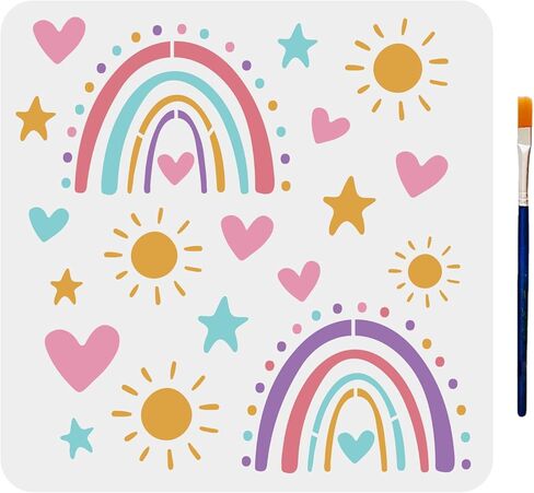 MAYJOYDIY تاج استنسل King Queens Crown Stencils للرسم 11.8 × 11.8 بوصة مادة PET قابلة لإعادة الاستخدام ضوء DIY هدية ديكور الحرف اليدوية ألبوم القصاصات بطاقة ورقية in Kuwait