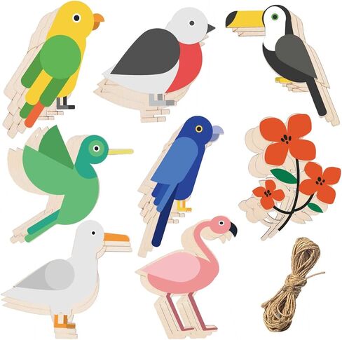 Unfinished Wooden Cutouts 8 Styles Butterfly Bee Sunflowers Spring Wood Slices Hanging Ornaments Blank Wooden Paint Crafts for Kids Painting, DIY Crafts Home Wedding Birthday Decoration Craft Project in Kuwait