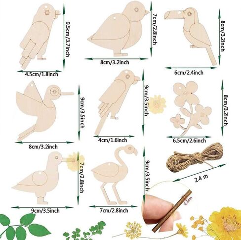 Unfinished Wooden Cutouts 8 Styles Butterfly Bee Sunflowers Spring Wood Slices Hanging Ornaments Blank Wooden Paint Crafts for Kids Painting, DIY Crafts Home Wedding Birthday Decoration Craft Project in Kuwait