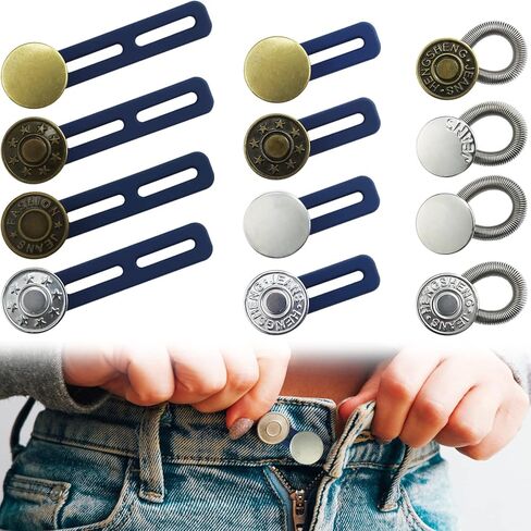 WORFACE Button Extenders for Jeans 12 Pcs Pants Button Extender Adjustable Waist Extenders for Pants for Men Women No-Sew Extender Button Set for Pants Jeans Clothing Supplies in Kuwait