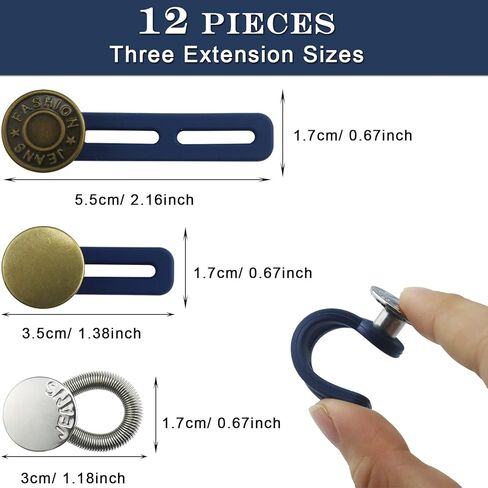 WORFACE Button Extenders for Jeans 12 Pcs Pants Button Extender Adjustable Waist Extenders for Pants for Men Women No-Sew Extender Button Set for Pants Jeans Clothing Supplies in Kuwait