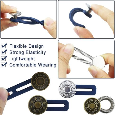 WORFACE Button Extenders for Jeans 12 Pcs Pants Button Extender Adjustable Waist Extenders for Pants for Men Women No-Sew Extender Button Set for Pants Jeans Clothing Supplies in Kuwait