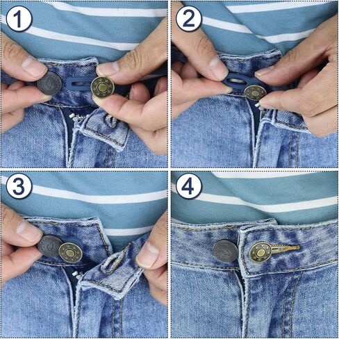 WORFACE Button Extenders for Jeans 12 Pcs Pants Button Extender Adjustable Waist Extenders for Pants for Men Women No-Sew Extender Button Set for Pants Jeans Clothing Supplies in Kuwait