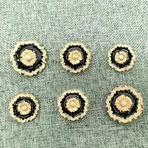 PFFNGPEN 12 Pcs Metal Suit Button Set, Sunflower Button Retro Tassel Black Gold Button, Suitable for Suits, Outerwear, Uniforms, Shirts, Suits and Jackets in Saudi Arabia