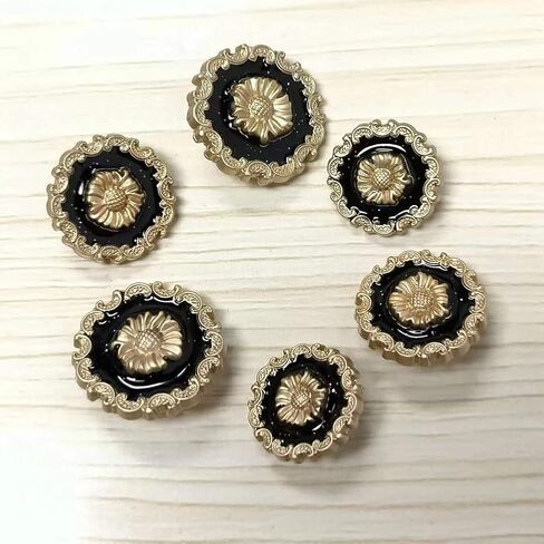 PFFNGPEN 12 Pcs Metal Suit Button Set, Sunflower Button Retro Tassel Black Gold Button, Suitable for Suits, Outerwear, Uniforms, Shirts, Suits and Jackets in Saudi Arabia
