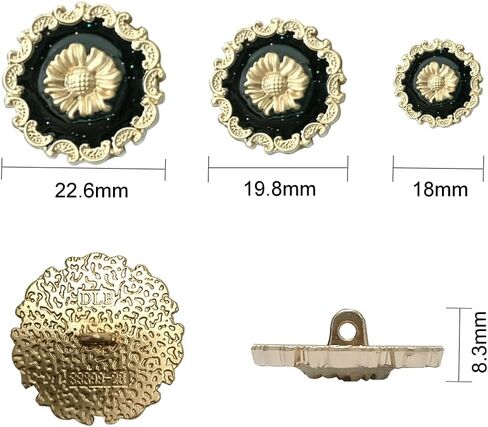 PFFNGPEN 12 Pcs Metal Suit Button Set, Sunflower Button Retro Tassel Black Gold Button, Suitable for Suits, Outerwear, Uniforms, Shirts, Suits and Jackets in Saudi Arabia