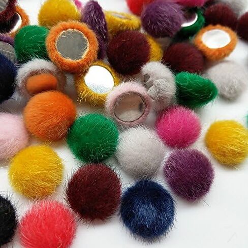 Chenkou Craft عشوائية 100 قطعة 17 مم (0.68 بوصة) من قماش الفراء الصناعي المسطح المغطى بأزرار، حرفة متنوعة من الألوان in Saudi Arabia