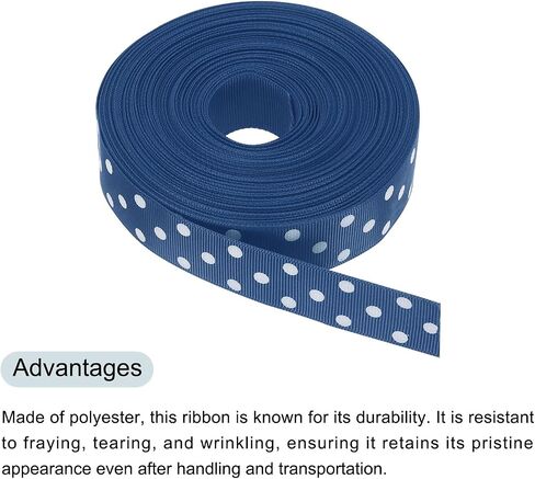 MECCANIXITY Grosgrain أشرطة 25 ياردة 1 بوصة أزرق داكن مع نقاط بيضاء شريط فيونكة تزيين للحرف اليدوية تغليف الهدايا الزفاف DIY صناعة يدوية in Kuwait