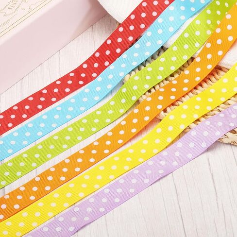 MECCANIXITY Grosgrain أشرطة 25 ياردة 1 بوصة أزرق داكن مع نقاط بيضاء شريط فيونكة تزيين للحرف اليدوية تغليف الهدايا الزفاف DIY صناعة يدوية in Kuwait