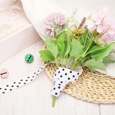 MECCANIXITY Grosgrain أشرطة 25 ياردة 1 بوصة أزرق داكن مع نقاط بيضاء شريط فيونكة تزيين للحرف اليدوية تغليف الهدايا الزفاف DIY صناعة يدوية in Kuwait