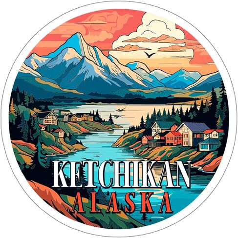 ملصق Ketchikan ألاسكا مقاوم للماء تذكارية ملصق فينيل صغير مقاوم للماء لزجاجة المياه القدح جواز السفر كتاب القصاصات دفتر الكمبيوتر المحمول بهلوان لوح التزلج الكمبيوتر الهاتف حجم 4 "هدية مضحكة in Saudi Arabia