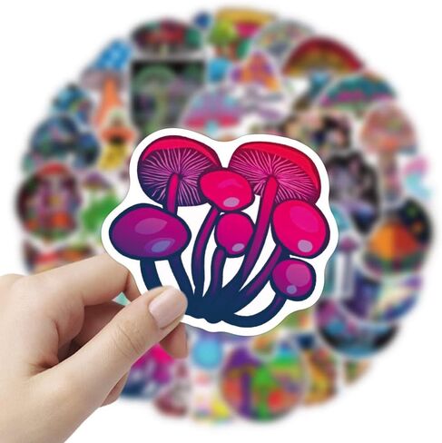 ملصقات كرتونية على شكل فطر سحري 50 قطعة من ملصقات الكمبيوتر المحمول ذات الطراز العصري، مجموعة ملصقات رائعة للوحة ماك بوك والسيارة على الجليد والدراجة والأمتعة وكوب الماء للهاتف المحمول (ب) in Kuwait