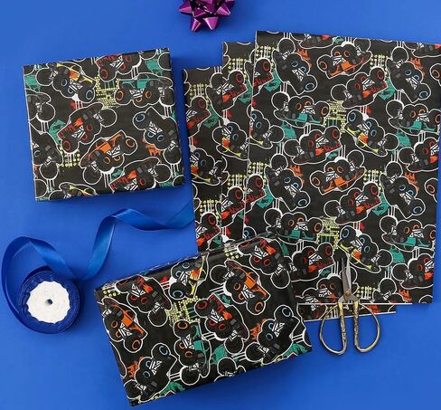 يو كوفر ورق تغليف هدايا عيد ميلاد بتصميم شاحنة مونستر للاطفال الاولاد من 3 قطع، ورق تغليف هدايا سيارة سباق سوداء كبيرة للرجال لحفلات استقبال المولود والعطلات مع خط مقطوع، ورق تغليف هدايا مسطح مطوي in Kuwait