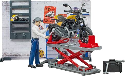 Bruder Bworld Set - Motorcycle Service w/Ducati Scrambler Cafe Racer in Saudi Arabia