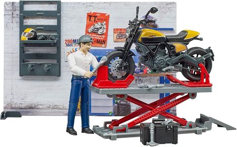 Bruder Bworld Set - Motorcycle Service w/Ducati Scrambler Cafe Racer in Saudi Arabia