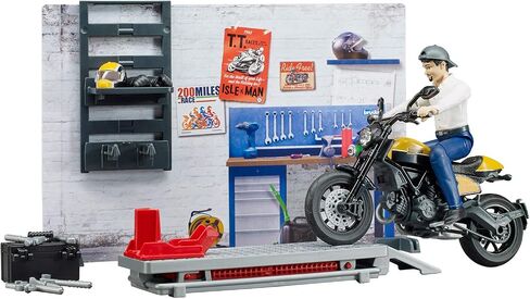 Bruder Bworld Set - Motorcycle Service w/Ducati Scrambler Cafe Racer in Saudi Arabia