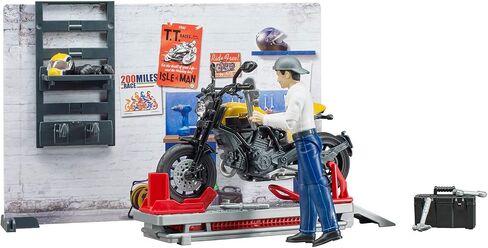 Bruder Bworld Set - Motorcycle Service w/Ducati Scrambler Cafe Racer in Saudi Arabia