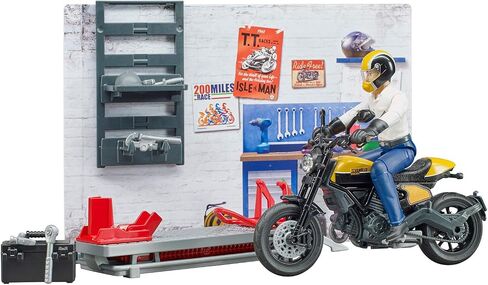Bruder Bworld Set - Motorcycle Service w/Ducati Scrambler Cafe Racer in Saudi Arabia