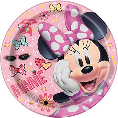Minnie Birthday Party Supplies Bundle Pack includes 16 Lunch Dinner Plates, 16 Hot Pink Dessert Cake Plates, 16 Beverage Cake Napkins, 16 Lunch Dinner Napkins in Saudi Arabia