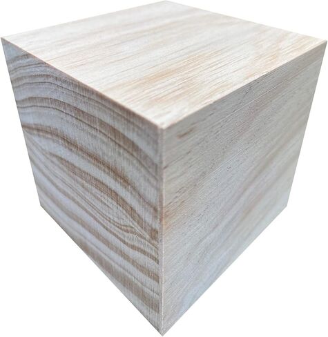 4 Inch Solid Wood Block Cube, Large Wooden Blocks for Crafts, Unfinished Wood Cubes for DIY Crafts and Decor, 1 PCS Square Solid Wood Block in Kuwait