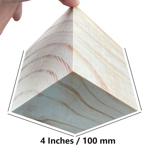 4 Inch Solid Wood Block Cube, Large Wooden Blocks for Crafts, Unfinished Wood Cubes for DIY Crafts and Decor, 1 PCS Square Solid Wood Block in Kuwait