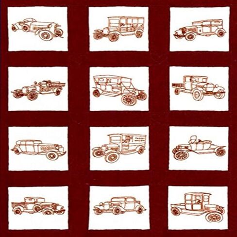 مكعبات لحاف مطبوع عليها سيارات كلاسيكية مقاس 22.86 سم × 22.86 سم، عبوة من 12 قطعة، باللون الأبيض من جاك ديمبسي in Kuwait
