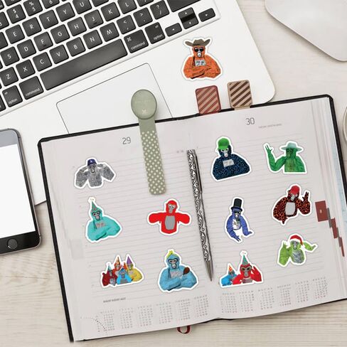 60PCS Gorilla Tag Stickers Game Stickers Gorilla Tag Merch Scrapbook Stickers Vinyl Waterproof Stickers for Laptop,Bumper,Skateboard,Water Bottles,Computer,Phone, for Kids,Teens,Adult in Kuwait