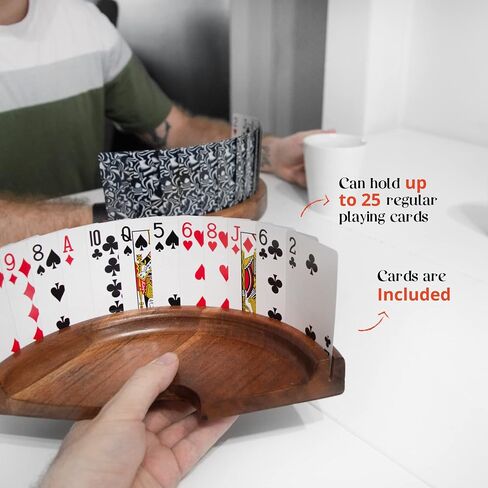 Card Holder for Playing Cards (1) | Hands Free Playing Card Holders Made from Dark Maple Certified Wood | Fits up to 25 cards | Ideal for Seniors or Kids. in Saudi Arabia