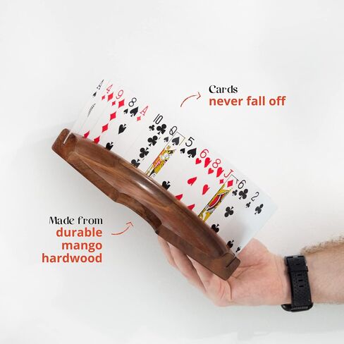 Card Holder for Playing Cards (1) | Hands Free Playing Card Holders Made from Dark Maple Certified Wood | Fits up to 25 cards | Ideal for Seniors or Kids. in Saudi Arabia