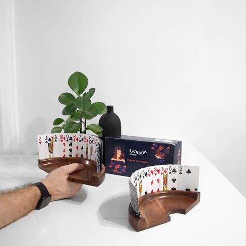 Card Holder for Playing Cards (1) | Hands Free Playing Card Holders Made from Dark Maple Certified Wood | Fits up to 25 cards | Ideal for Seniors or Kids. in Saudi Arabia