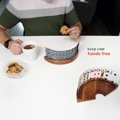 Card Holder for Playing Cards (1) | Hands Free Playing Card Holders Made from Dark Maple Certified Wood | Fits up to 25 cards | Ideal for Seniors or Kids. in Saudi Arabia