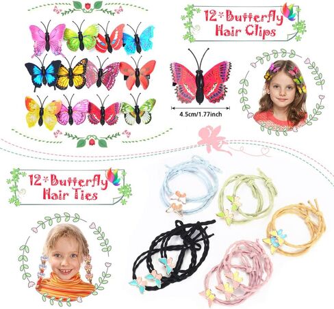 114 قطعة من هدايا الحفلات على شكل فراشة للبنات، هدايا الحفلات لعيد ميلاد الاطفال، فراشة طائرة سحرية، مشبك شعر، سوار وسوار وسوار سلسلة مفاتيح وخاتم فراشة، لوازم حفلات هدية للبنات in Kuwait