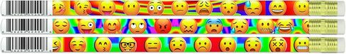 لاكي باين اقلام رصاص بتصميم رموز تعبيرية مرحة للحفلات المبتسمة، صنعت في الولايات المتحدة الامريكية (مجموعة من 24 قلم) in Kuwait
