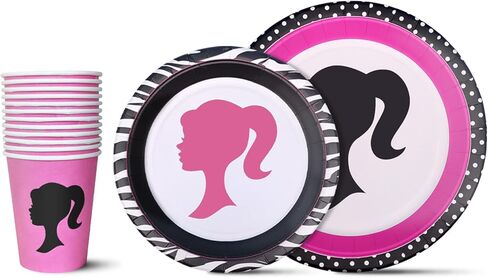 اطباق حفلات للبنات لمستلزمات حفلات الاطفال واعياد الميلاد مقاس 7 انش و9 انش، مجموعة اكواب عصير زينة in Kuwait