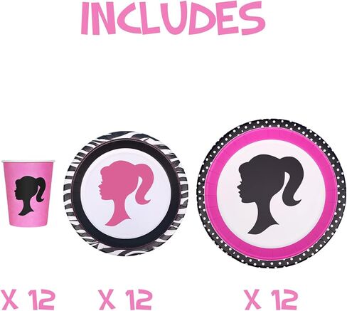 اطباق حفلات للبنات لمستلزمات حفلات الاطفال واعياد الميلاد مقاس 7 انش و9 انش، مجموعة اكواب عصير زينة in Kuwait