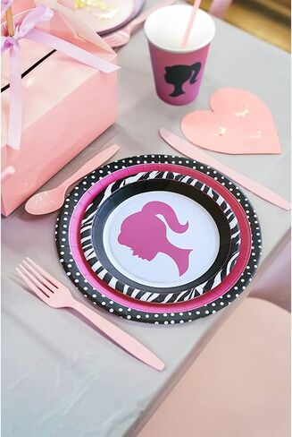 اطباق حفلات للبنات لمستلزمات حفلات الاطفال واعياد الميلاد مقاس 7 انش و9 انش، مجموعة اكواب عصير زينة in Kuwait