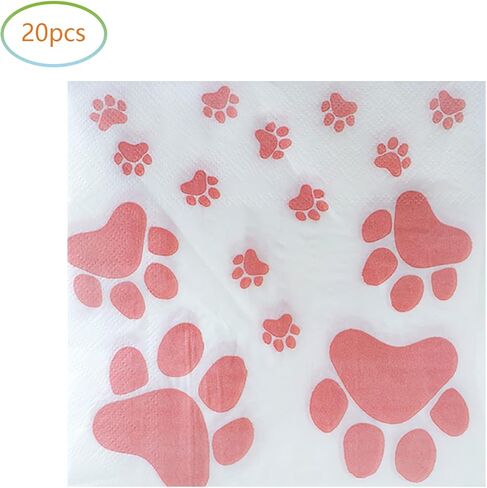 لوازم حفلات أعياد الميلاد برسمة مخلب الجرو، 20 طبقًا و20 منديلاً، مطبوعات مخالب الكلب لتزيين حفلات أعياد الميلاد وحفلات استقبال المولود in Kuwait