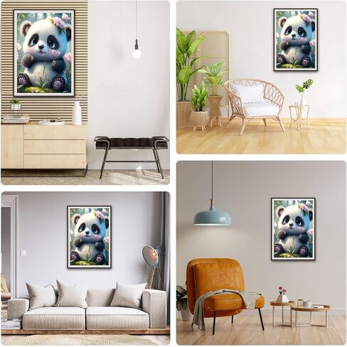 Lxmsja 5D DIY Cute Panda Diamond Gem Art Painting for Adults, Panda Diamond Painting Kits, Full Drill Crystal Rhinestone Arts and Crafts for Gifts Wall Decor 12X16inch in Saudi Arabia