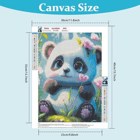 Lxmsja 5D DIY Cute Panda Diamond Gem Art Painting for Adults, Panda Diamond Painting Kits, Full Drill Crystal Rhinestone Arts and Crafts for Gifts Wall Decor 12X16inch in Saudi Arabia