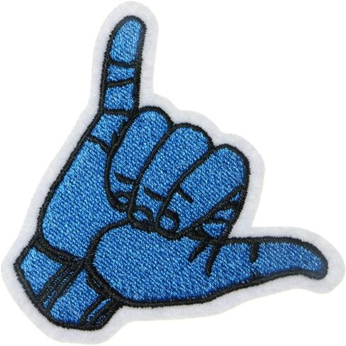 JPT - Hand Symbol Shaka Sign Hawaii Finger Cute Cartoon Embroidered Applique Iron/Sew on Patches Badge Cute Logo Patch on Vest Jacket Shirt Hat Jean Clothing Bag in Kuwait