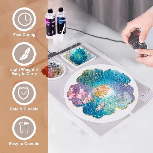 سوهابي بساط تسخين لقوالب الراتنج، الة معالجة الراتنج مع حصيرة سيليكون، مجموعة ادوات سريعة الجفاف لقوالب المجوهرات وقوالب الراتنج in Kuwait